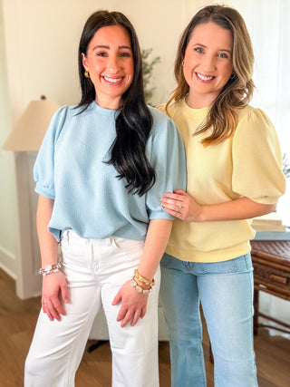 Blue Fog Go - To Knit Short Sleeve Top - Everyday EDEN Boutique & Gifts