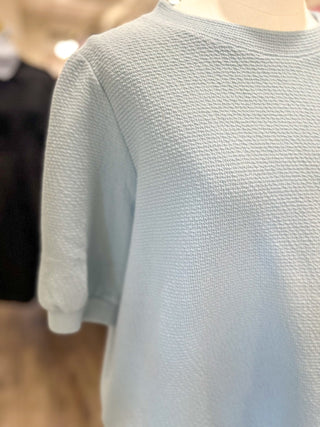 Blue Fog Go - To Knit Short Sleeve Top - Everyday EDEN Boutique & Gifts