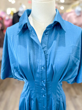 Blue Gracefully Yours Button Midi Dress - Everyday EDEN Boutique & Gifts