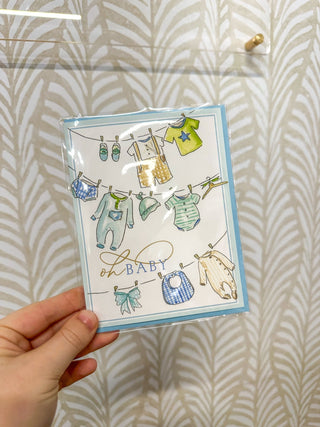 Blue Oh Baby Clothesline Greeting Card - Everyday EDEN Boutique & Gifts