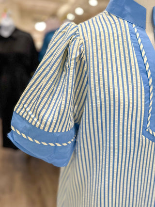 Blue Seaside Stripe Mini Dress - Everyday EDEN Boutique & Gifts