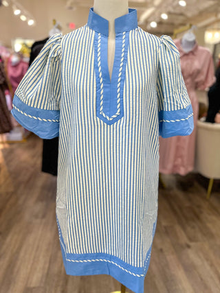 Blue Seaside Stripe Mini Dress - Everyday EDEN Boutique & Gifts