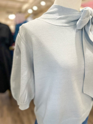 Blue Simply Sweet Tie - Neck Short Sleeve Sweater - Everyday EDEN Boutique & Gifts