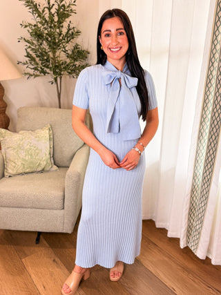 Blue Sweet Intentions Tie Neck Midi Dress - Everyday EDEN Boutique & Gifts