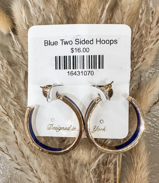 Blue Two Sided Hoops - Everyday EDEN Boutique & Gifts