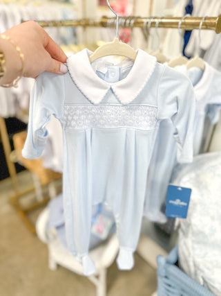 Blue Willow & Walker's Smocked Collared Footie - Magnolia Baby - Everyday EDEN Boutique & Gifts