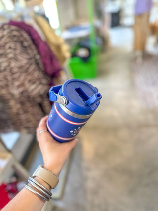 Blue/Red Game Day Stainless Steel Straw Tumbler - Everyday EDEN Boutique & Gifts