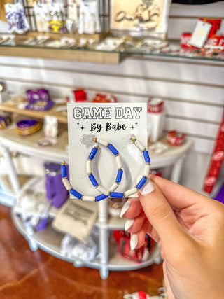 Blue/White Bleacher Babe Hoops - Everyday EDEN Boutique & Gifts