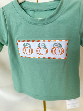 Boys Green Pumpkin Stitched Shirt - Everyday EDEN Boutique & Gifts
