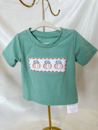 Boys Green Pumpkin Stitched Shirt - Everyday EDEN Boutique & Gifts