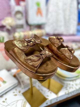 Bronze Darling Double Bow Platform Sandal - Everyday EDEN Boutique & Gifts