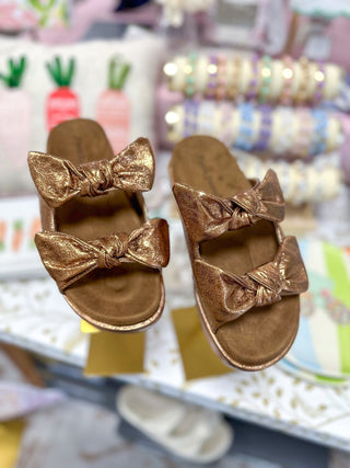 Bronze Darling Double Bow Platform Sandal - Everyday EDEN Boutique & Gifts