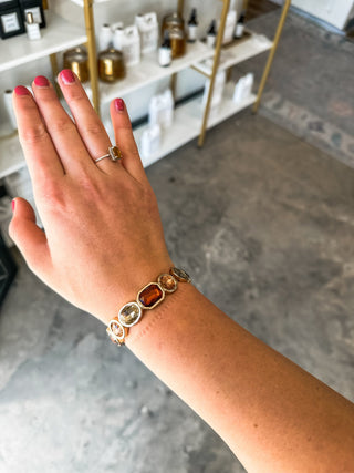 Brown & Clear Crystal Gold Stretch Bracelets - Everyday EDEN Boutique & Gifts