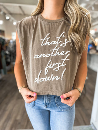 Brown That's Another First Down Puff Tank - Everyday EDEN Boutique & Gifts