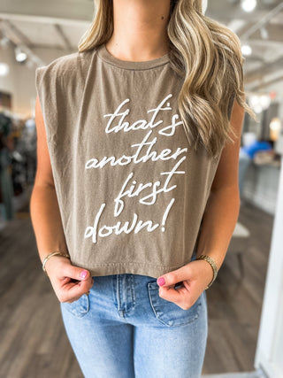 Brown That's Another First Down Puff Tank - Everyday EDEN Boutique & Gifts