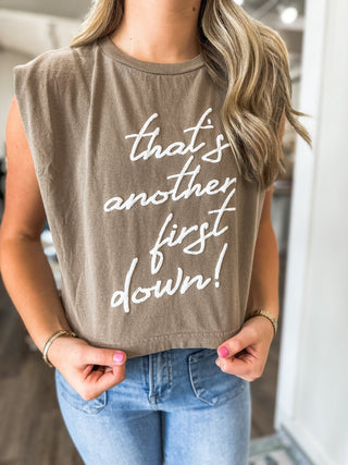 Brown That's Another First Down Puff Tank - Everyday EDEN Boutique & Gifts