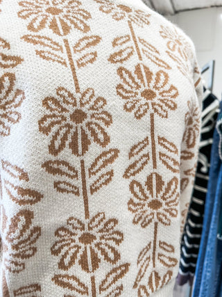 Brown/Cream Look This Way Crew Neck Sweater - Everyday EDEN Boutique & Gifts