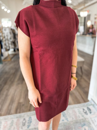 Burgundy Chic & Simple Mini Sweater Dress - Everyday EDEN Boutique & Gifts