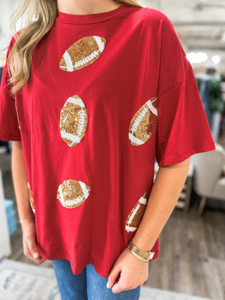 Burgundy Dazzling Football Top - Everyday EDEN Boutique & Gifts