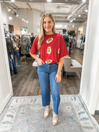 Burgundy Dazzling Football Top - Everyday EDEN Boutique & Gifts