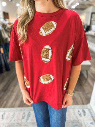 Burgundy Dazzling Football Top - Everyday EDEN Boutique & Gifts