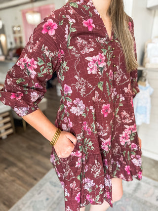 Burgundy Fall Fling Mini Dress - Everyday EDEN Boutique & Gifts