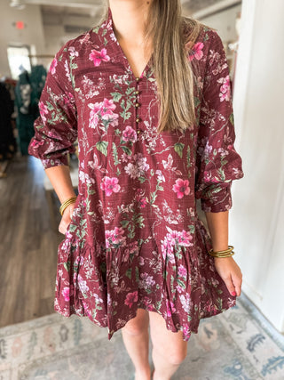 Burgundy Fall Fling Mini Dress - Everyday EDEN Boutique & Gifts