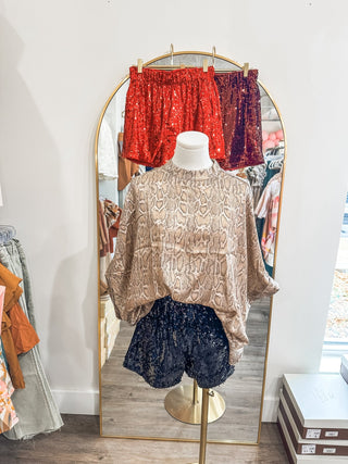 Burgundy Get Glam High Waisted Sequin Shorts - Everyday EDEN Boutique & Gifts