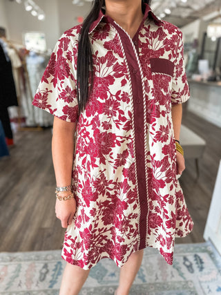 Burgundy Juniper Bloom Button Down Mini Dress - Everyday EDEN Boutique & Gifts