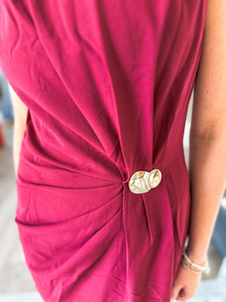 Burgundy Romanticize Your Closet Side Slit Hem Pleated Midi Dress - Everyday EDEN Boutique & Gifts