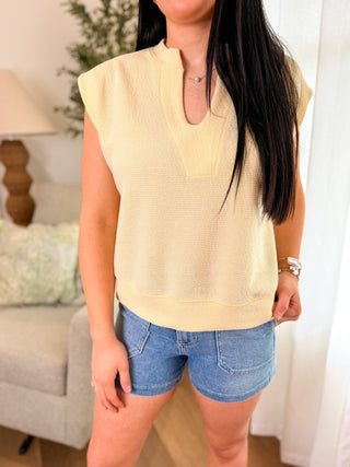 Butter Yellow Soft Structure V - Neck Top - Everyday EDEN Boutique & Gifts