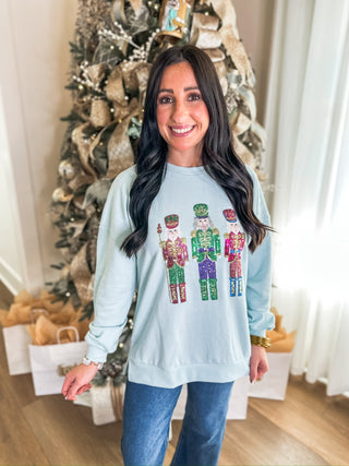 Candy Nutcracker Sequin Light Blue Sweatshirt - Everyday EDEN Boutique & Gifts