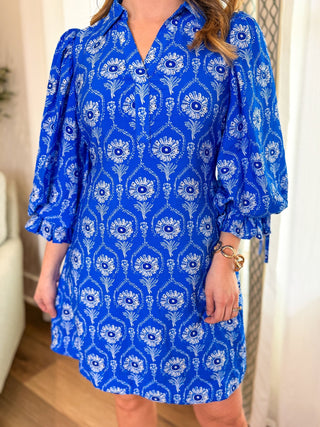 Cerulean Blue Sunny Petals Mini Dress - Everyday EDEN Boutique & Gifts