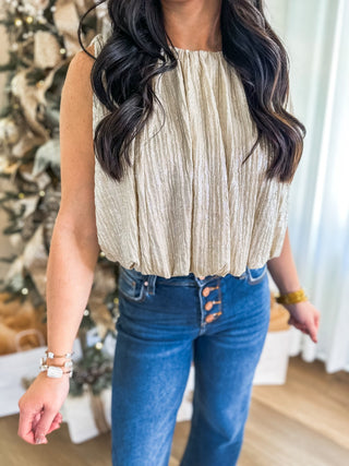 Champagne Shimmer the Night Away Bubble Top - Everyday EDEN Boutique & Gifts