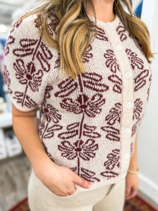 Cherry Lacquer Short Sleeve Look This Way Cardigan - Everyday EDEN Boutique & Gifts