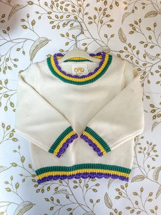 Children's Mardi Gras Layered Trim Sweater - Everyday EDEN Boutique & Gifts