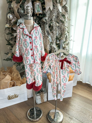 Christmas Festive Pattern W/ Red Cuffs PJ Set - Everyday EDEN Boutique & Gifts