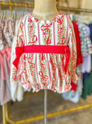 Christmas Garland Twisted in Bows Baby Girl Bubble - Everyday EDEN Boutique & Gifts