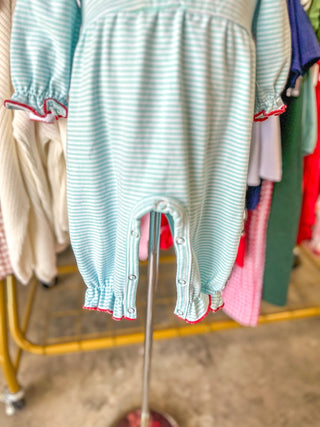 Christmas Santa Candy Cane Cookie Embroidery Baby Girls Striped Romper - Everyday EDEN Boutique & Gifts