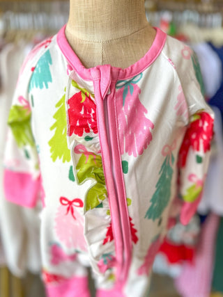Christmas Tree Baby Girls Romper W/ Long Sleeve - Everyday EDEN Boutique & Gifts