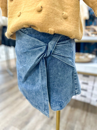 City Chic Twisted Acid Wash Denim Skort - Everyday EDEN Boutique & Gifts