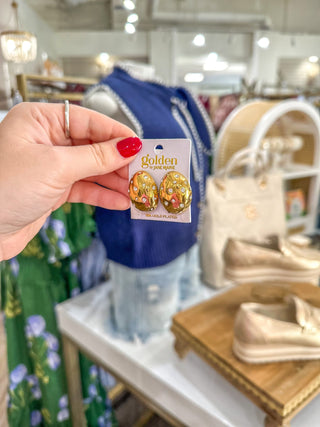 Claire 18K Gold Plated Oval W/ Clear Crystals Earrings - Everyday EDEN Boutique & Gifts