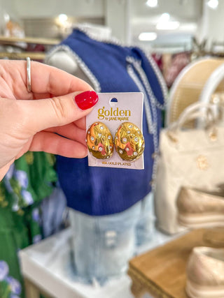 Claire 18K Gold Plated Oval W/ Clear Crystals Earrings - Everyday EDEN Boutique & Gifts