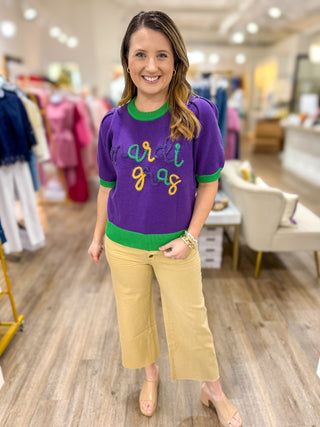 Clara Khaki Five Button Wide Leg Jeans - Everyday EDEN Boutique & Gifts