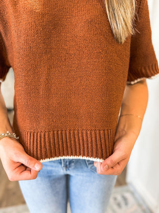 Cognac Effortless Essential Sweater - Everyday EDEN Boutique & Gifts