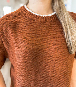 Cognac Effortless Essential Sweater - Everyday EDEN Boutique & Gifts