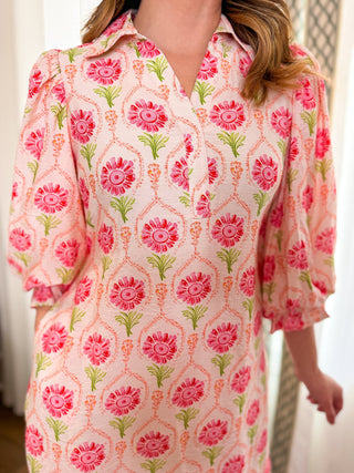 Cream Coral Sunny Petals Mini Dress - Everyday EDEN Boutique & Gifts