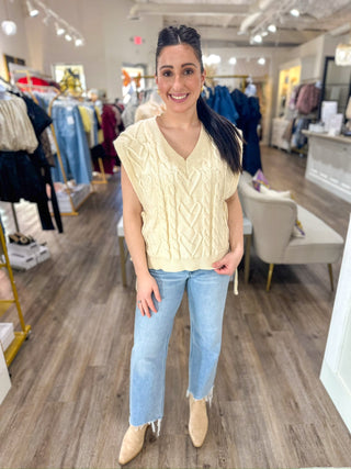 Cream Fall Thread Cable Knit Sweater Top - Everyday EDEN Boutique & Gifts