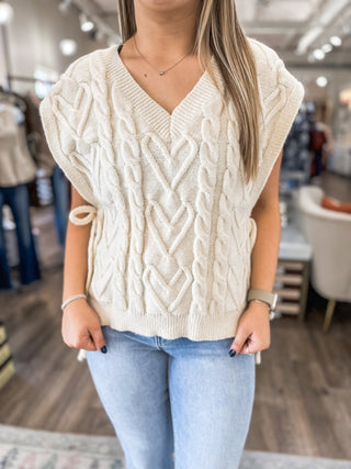 Cream Fall Thread Cable Knit Sweater Top - Everyday EDEN Boutique & Gifts