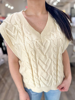 Cream Fall Thread Cable Knit Sweater Top - Everyday EDEN Boutique & Gifts
